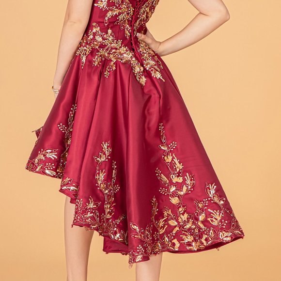 NEW OFF THE SHOULDER SLEEVELESS EMBROIDERED BALL GOWN WITH LACE UP BACK GL3098 - Picture 13 of 13